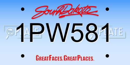 1PW581 South Dakota License Plate