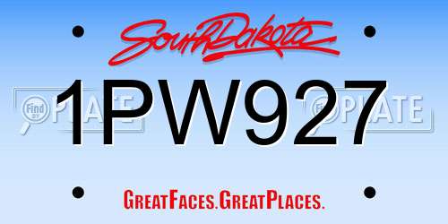 1PW927 South Dakota License Plate