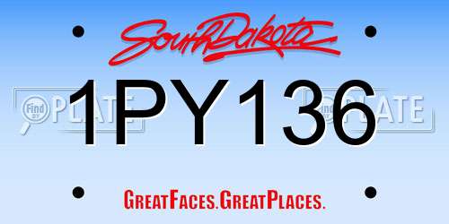 1PY136 South Dakota License Plate