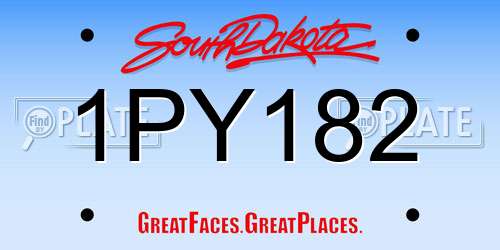 1PY182 South Dakota License Plate