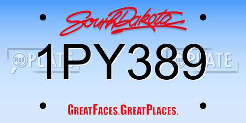 1PY389 South Dakota License Plate