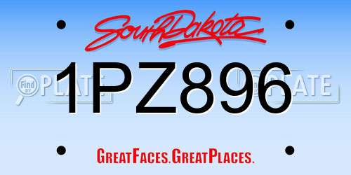 1PZ896 South Dakota License Plate