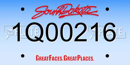 1Q00216 South Dakota License Plate