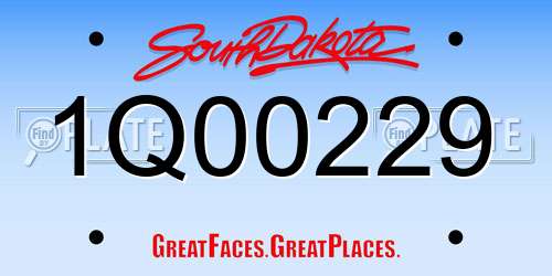 1Q00229 South Dakota License Plate