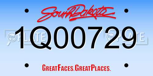 1Q00729 South Dakota License Plate