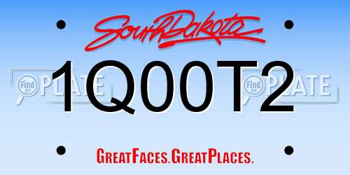1Q00T2 South Dakota License Plate