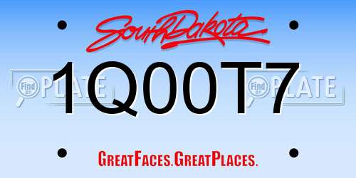 1Q00T7 South Dakota License Plate