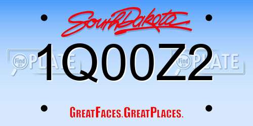 1Q00Z2 South Dakota License Plate