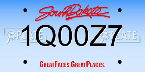 1Q00Z7 South Dakota License Plate