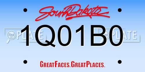 1Q01B0 South Dakota License Plate