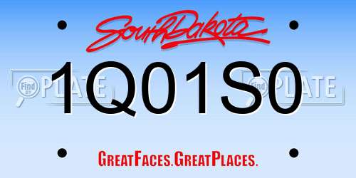 1Q01S0 South Dakota License Plate