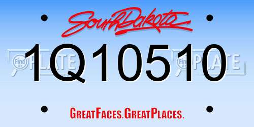 1Q10510 South Dakota License Plate