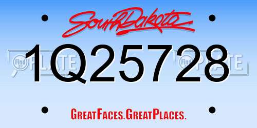 1Q25728 South Dakota License Plate