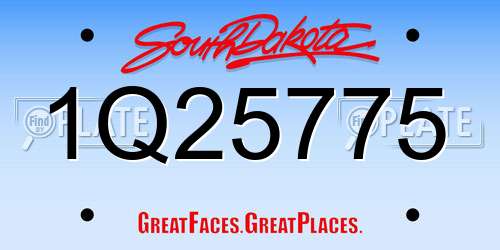 1Q25775 South Dakota License Plate