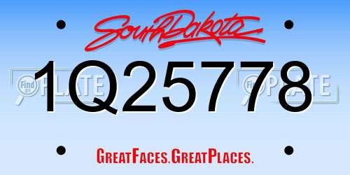 1Q25778 South Dakota License Plate