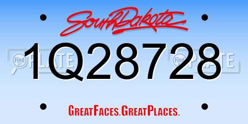 1Q28728 South Dakota License Plate