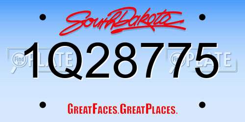 1Q28775 South Dakota License Plate