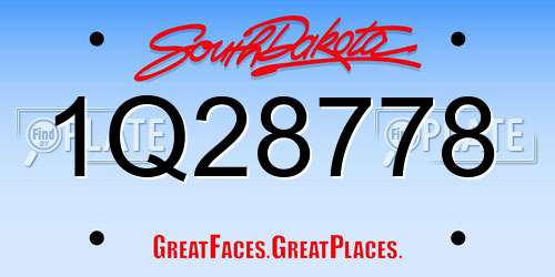 1Q28778 South Dakota License Plate