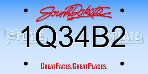 1Q34B2 South Dakota License Plate