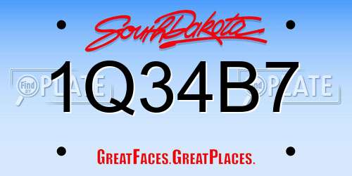 1Q34B7 South Dakota License Plate