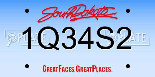 1Q34S2 South Dakota License Plate