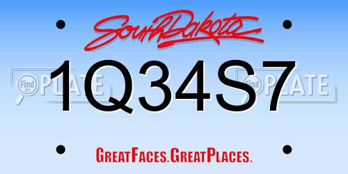 1Q34S7 South Dakota License Plate