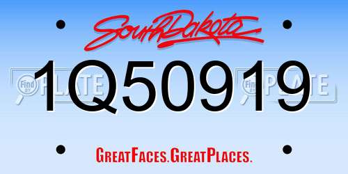 1Q50919 South Dakota License Plate
