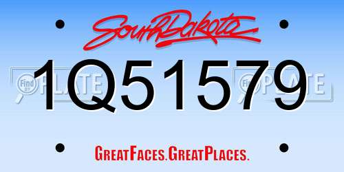 1Q51579 South Dakota License Plate