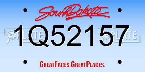 1Q52157 South Dakota License Plate
