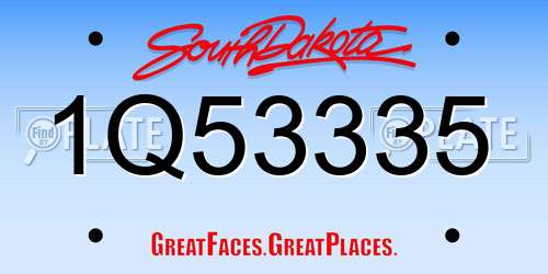 1Q53335 South Dakota License Plate