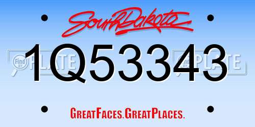 1Q53343 South Dakota License Plate