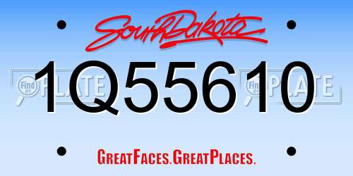 1Q55610 South Dakota License Plate