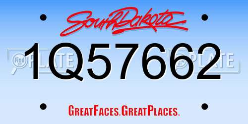 1Q57662 South Dakota License Plate