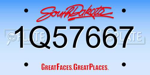 1Q57667 South Dakota License Plate