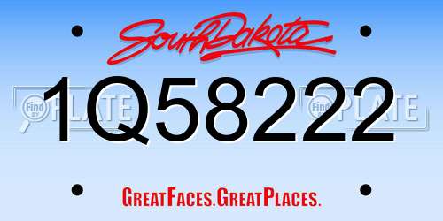 1Q58222 South Dakota License Plate