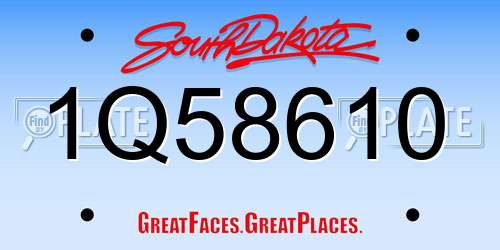 1Q58610 South Dakota License Plate