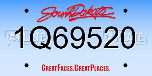 1Q69520 South Dakota License Plate