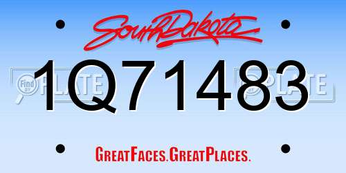 1Q71483 South Dakota License Plate