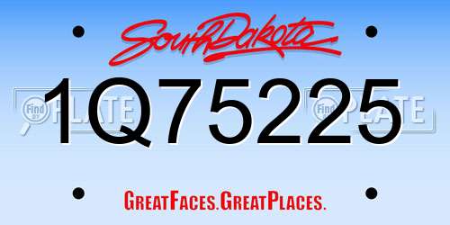 1Q75225 South Dakota License Plate
