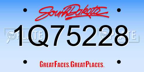1Q75228 South Dakota License Plate