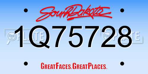 1Q75728 South Dakota License Plate