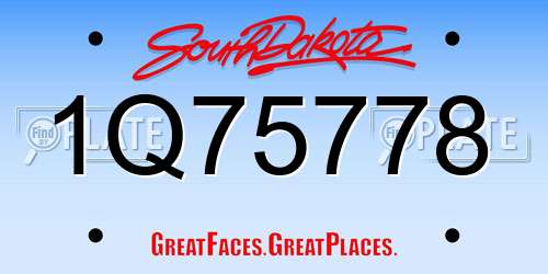 1Q75778 South Dakota License Plate