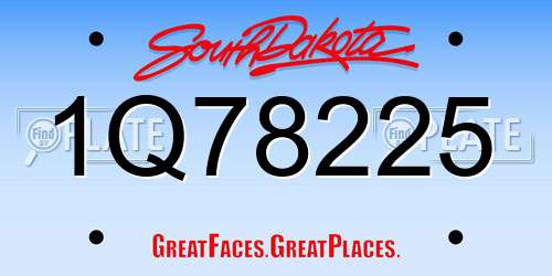 1Q78225 South Dakota License Plate