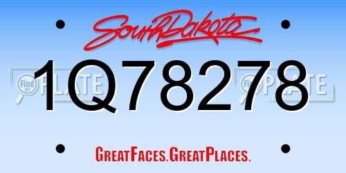 1Q78278 South Dakota License Plate