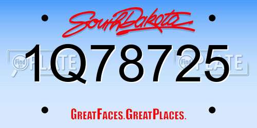 1Q78725 South Dakota License Plate