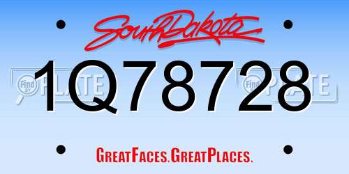 1Q78728 South Dakota License Plate