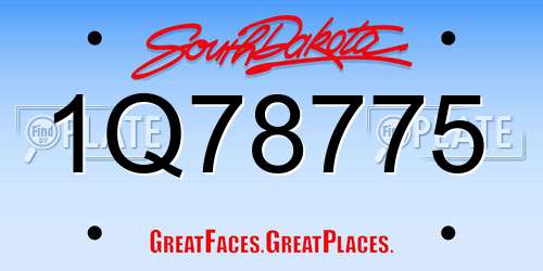 1Q78775 South Dakota License Plate