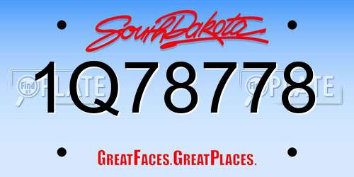 1Q78778 South Dakota License Plate