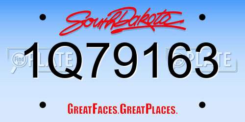 1Q79163 South Dakota License Plate