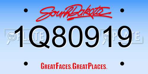 1Q80919 South Dakota License Plate